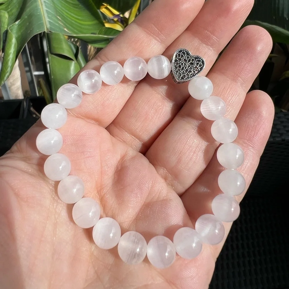 Selenite with S925 Heart Charm